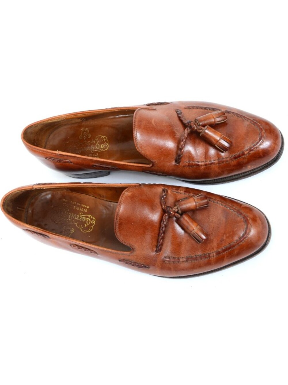 Vtg 80s Carroll & Co Beverly Hills Men's 9D Loafer Shoes Made in‎ England Preppy - Picture 2 of 9